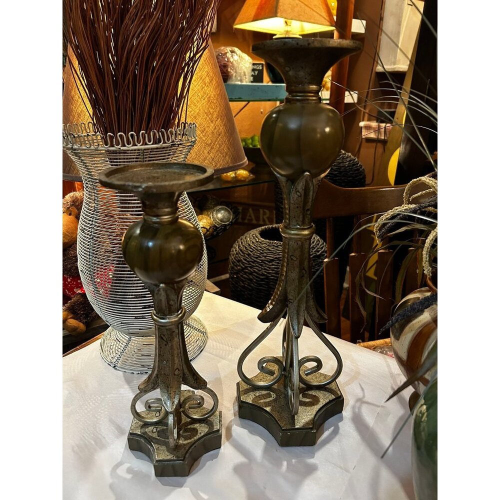 Carolyn Kinder Vintage Weighted Pair Of Candle Holders